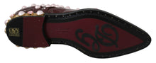 Load image into Gallery viewer, Dolce &amp; Gabbana Elegant Bordeaux Lace-Up Flats with Pearls and Crystals
