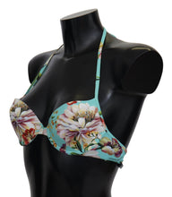 Load image into Gallery viewer, Dolce &amp; Gabbana Chic Mint Green Floral Bikini Top
