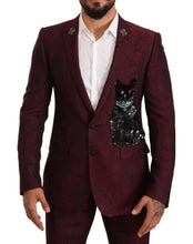 Load image into Gallery viewer, Dolce &amp; Gabbana Elegant Maroon Leaf Pattern Two-Piece Suit
