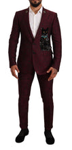 Load image into Gallery viewer, Dolce &amp; Gabbana Elegant Maroon Leaf Pattern Two-Piece Suit
