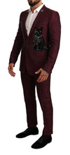 Load image into Gallery viewer, Dolce &amp; Gabbana Elegant Maroon Leaf Pattern Two-Piece Suit
