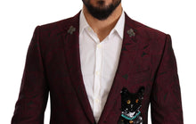 Load image into Gallery viewer, Dolce &amp; Gabbana Elegant Maroon Leaf Pattern Two-Piece Suit
