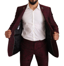 Load image into Gallery viewer, Dolce &amp; Gabbana Elegant Maroon Leaf Pattern Two-Piece Suit
