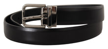 Load image into Gallery viewer, Dolce &amp; Gabbana Elegant Black Leather Belt with Metal Buckle
