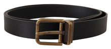 Load image into Gallery viewer, Dolce &amp; Gabbana Elegant Black Leather Belt with Vintage Buckle
