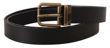 Load image into Gallery viewer, Dolce &amp; Gabbana Elegant Black Leather Belt with Vintage Buckle
