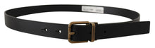 Load image into Gallery viewer, Dolce &amp; Gabbana Elegant Black Leather Belt with Vintage Buckle
