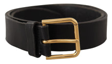 Load image into Gallery viewer, Dolce &amp; Gabbana Elegant Black Leather Belt with Metal Buckle
