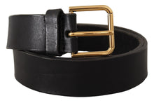 Load image into Gallery viewer, Dolce &amp; Gabbana Elegant Black Leather Belt with Metal Buckle
