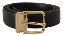 Load image into Gallery viewer, Dolce &amp; Gabbana Elegant Black Leather Belt with Metal Buckle
