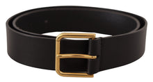 Load image into Gallery viewer, Dolce &amp; Gabbana Elegant Black Leather Belt with Gold-Tone Buckle
