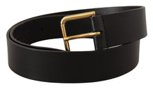 Load image into Gallery viewer, Dolce &amp; Gabbana Elegant Black Leather Belt with Gold-Tone Buckle
