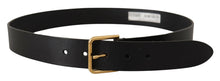 Load image into Gallery viewer, Dolce &amp; Gabbana Elegant Black Leather Belt with Gold-Tone Buckle
