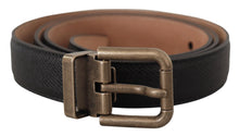 Load image into Gallery viewer, Dolce &amp; Gabbana Elegant Black Leather Belt with Vintage Metal Buckle
