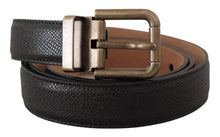 Load image into Gallery viewer, Dolce &amp; Gabbana Elegant Black Leather Belt with Vintage Metal Buckle
