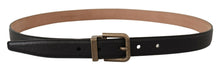 Load image into Gallery viewer, Dolce &amp; Gabbana Elegant Black Leather Belt with Vintage Metal Buckle
