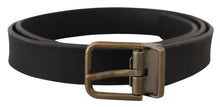 Load image into Gallery viewer, Dolce &amp; Gabbana Elegant Black Leather Belt with Vintage Metal Buckle
