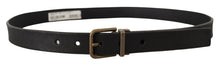 Load image into Gallery viewer, Dolce &amp; Gabbana Elegant Black Leather Belt with Vintage Metal Buckle
