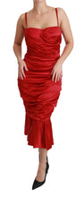 Load image into Gallery viewer, Dolce &amp; Gabbana Exquisite Red Silk Fit and Flare Midi Dress

