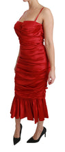 Load image into Gallery viewer, Dolce &amp; Gabbana Exquisite Red Silk Fit and Flare Midi Dress
