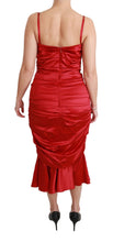 Load image into Gallery viewer, Dolce &amp; Gabbana Exquisite Red Silk Fit and Flare Midi Dress
