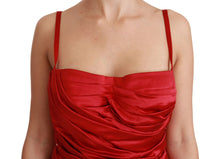Load image into Gallery viewer, Dolce &amp; Gabbana Exquisite Red Silk Fit and Flare Midi Dress
