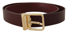 Load image into Gallery viewer, Dolce &amp; Gabbana Elegant Maroon Leather Belt with Gold Buckle
