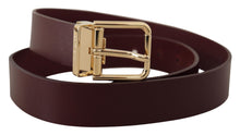 Load image into Gallery viewer, Dolce &amp; Gabbana Elegant Maroon Leather Belt with Gold Buckle
