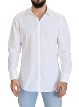 Load image into Gallery viewer, Dolce &amp; Gabbana White Cotton Slim Fit Formal Dress GOLD Shirt
