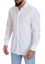 Load image into Gallery viewer, Dolce &amp; Gabbana White Cotton Slim Fit Formal Dress GOLD Shirt
