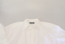 Load image into Gallery viewer, Dolce &amp; Gabbana White Cotton Slim Fit Formal Dress GOLD Shirt
