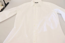 Load image into Gallery viewer, Dolce &amp; Gabbana White Cotton Slim Fit Formal Dress GOLD Shirt
