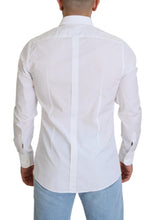 Load image into Gallery viewer, Dolce &amp; Gabbana White Cotton Slim Fit Formal Dress GOLD Shirt
