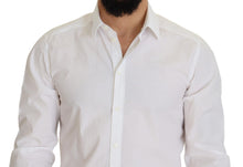 Load image into Gallery viewer, Dolce &amp; Gabbana White Cotton Slim Fit Formal Dress GOLD Shirt
