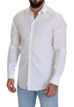 Load image into Gallery viewer, Dolce &amp; Gabbana White Cotton Slim Fit Formal Dress GOLD Shirt
