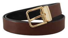 Load image into Gallery viewer, Dolce &amp; Gabbana Elegant Brown Leather Belt with Metal Buckle
