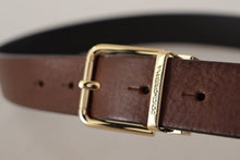 Load image into Gallery viewer, Dolce &amp; Gabbana Elegant Brown Leather Belt with Metal Buckle
