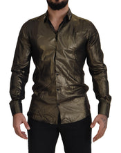 Load image into Gallery viewer, Dolce &amp; Gabbana Elegant Gold Slim Fit Shirt with Crown Embroidery
