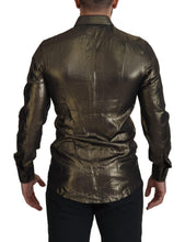 Load image into Gallery viewer, Dolce &amp; Gabbana Elegant Gold Slim Fit Shirt with Crown Embroidery
