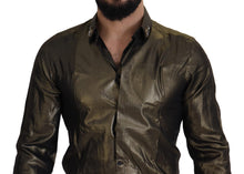 Load image into Gallery viewer, Dolce &amp; Gabbana Elegant Gold Slim Fit Shirt with Crown Embroidery
