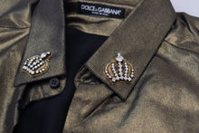 Load image into Gallery viewer, Dolce &amp; Gabbana Elegant Gold Slim Fit Shirt with Crown Embroidery
