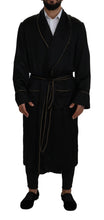 Load image into Gallery viewer, Dolce &amp; Gabbana Elegant Black Silk Long Robe Coat
