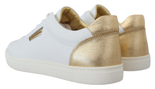 Load image into Gallery viewer, Dolce &amp; Gabbana White Gold Leather Low Top Sneakers Shoes
