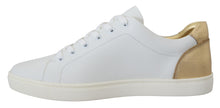 Load image into Gallery viewer, Dolce &amp; Gabbana White Gold Leather Low Top Sneakers Shoes
