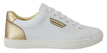 Load image into Gallery viewer, Dolce &amp; Gabbana White Gold Leather Low Top Sneakers Shoes
