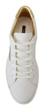 Load image into Gallery viewer, Dolce &amp; Gabbana White Gold Leather Low Top Sneakers Shoes
