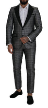 Load image into Gallery viewer, Dolce &amp; Gabbana Elegant Silver Patterned Slim Fit Suit
