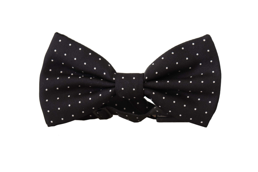 Dolce & Gabbana Elegant Black Polka Dot Silk Bow Tie