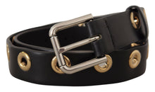 Load image into Gallery viewer, Dolce &amp; Gabbana Chic Black Leather Belt with Engraved Buckle
