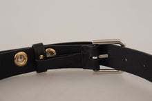 Load image into Gallery viewer, Dolce &amp; Gabbana Chic Black Leather Belt with Engraved Buckle
